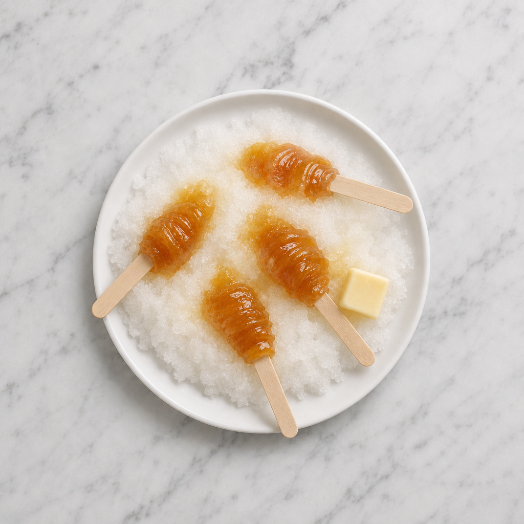 Maple Taffy on Snow