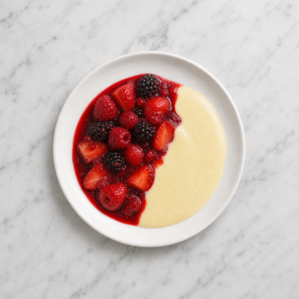Red Berry Compote with Vanilla Sauce