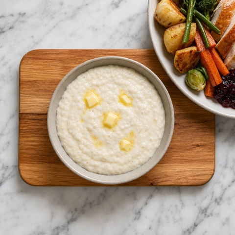 Warm British bread sauce ready to serve with a roast dinner