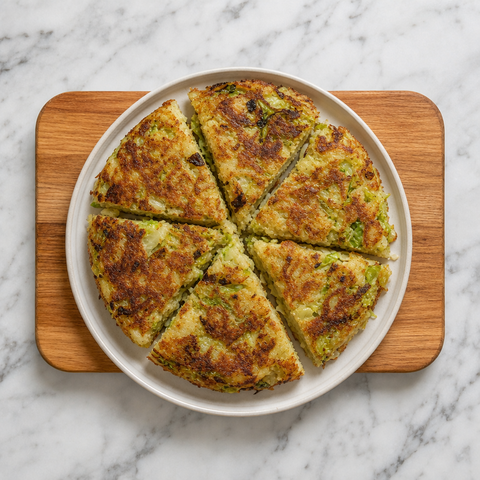 Golden wedges of bubble and squeak ready to serve