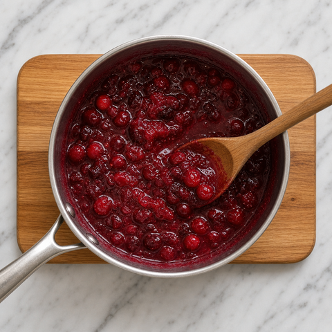 Thick cranberry sauce with whole and burst berries