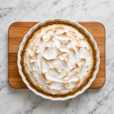 Flapper Pie mit goldbraunen gerösteten Baiserspitzen