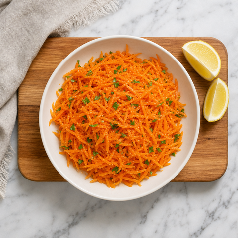 French grated carrot salad ready to serve