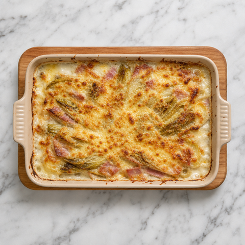 Golden Ham and Chicory Gratin fresh from the oven