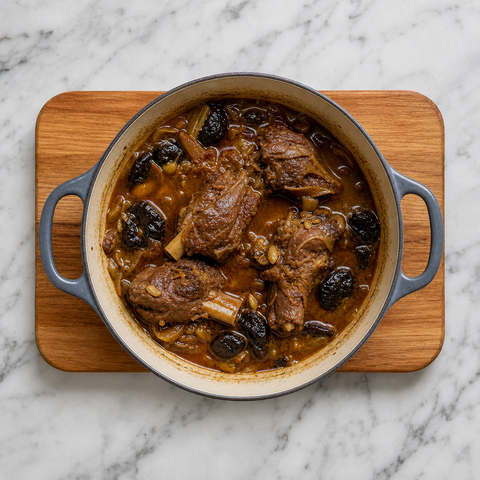 Tender lamb simmering in a glossy spiced sauce