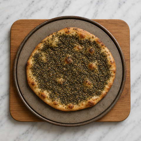 Manakish dorate cotte al forno con condimento allo zaatar