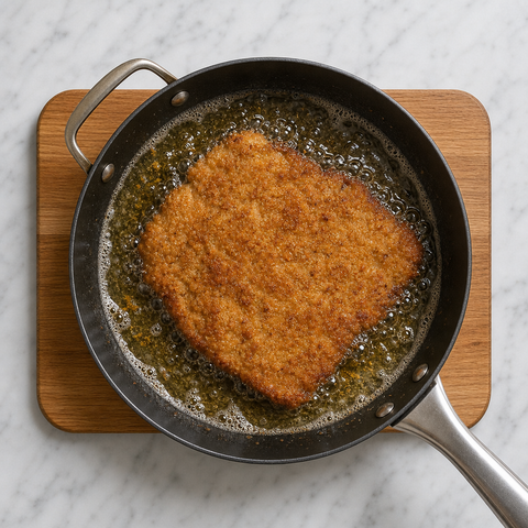 Milanesa smażona do uzyskania głęboko złotej panierki