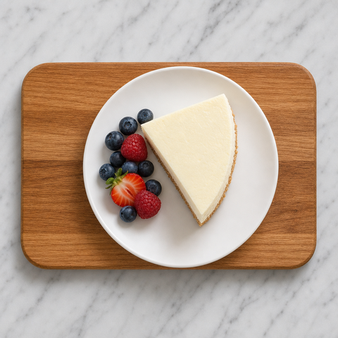 Stück cremiger Quark-Käsekuchen mit Butterboden