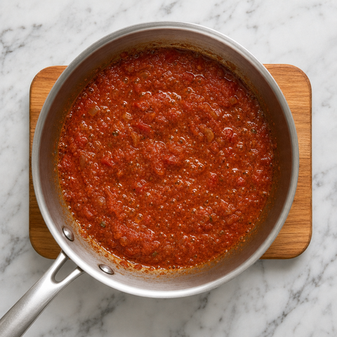 Tomato masala cooked until oil appears at the edges