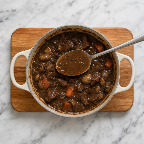 Tender beef in thick ale gravy
