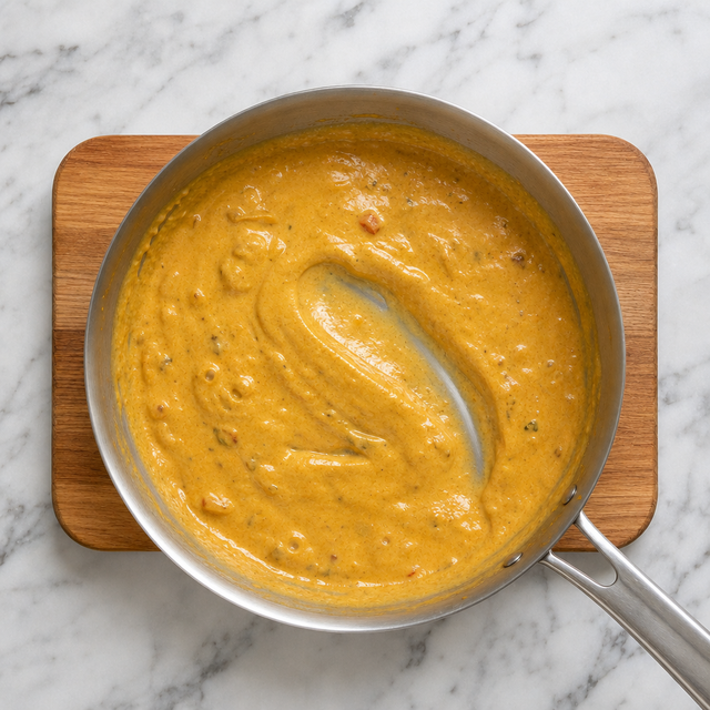 Golden ají de gallina sauce simmering until thick