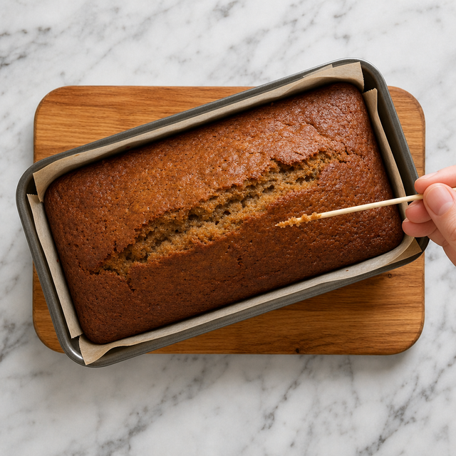 Golden banana bread loaf with a domed cracked top