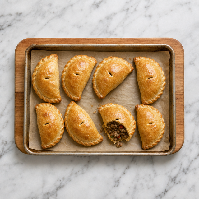 Golden Argentinian beef empanadas with flaky pastry and savory filling