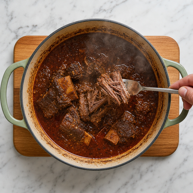 Tender beef birria in a red consommé