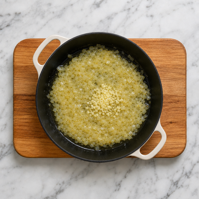 Onion and garlic sauteing for bobotie