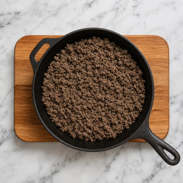 Ground beef browned for bobotie