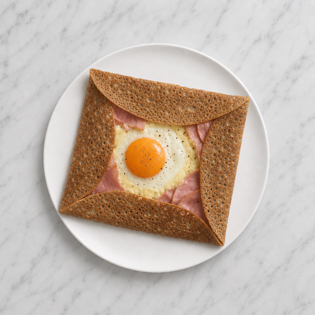 Buckwheat Galette with Ham and Egg