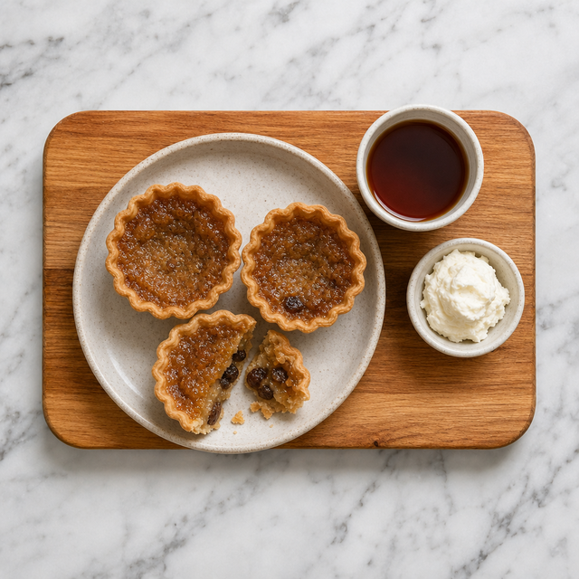 Butter tarts served at room temperature with a tender center