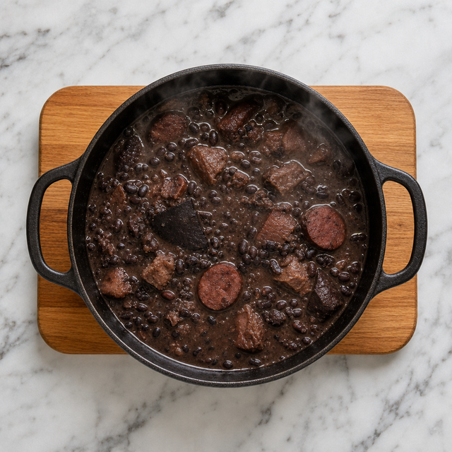 Feijoada simmered until the beans are creamy and the pork is tender