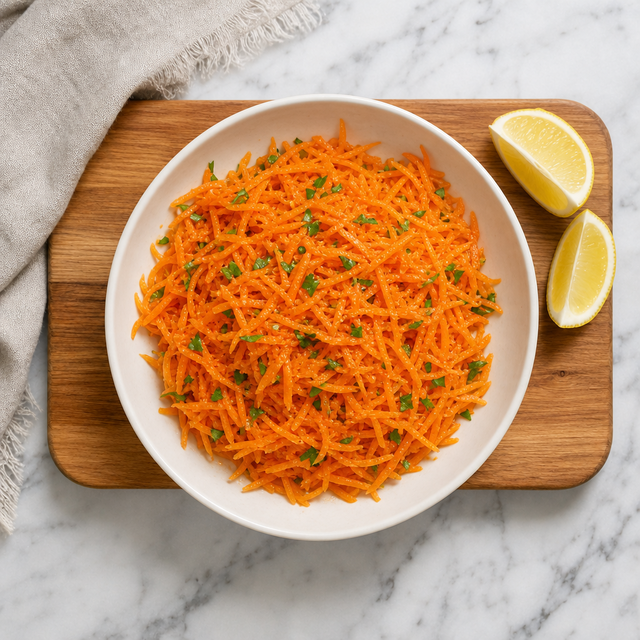 French grated carrot salad ready to serve