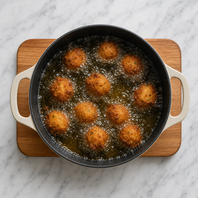 Hush puppies frying until golden brown