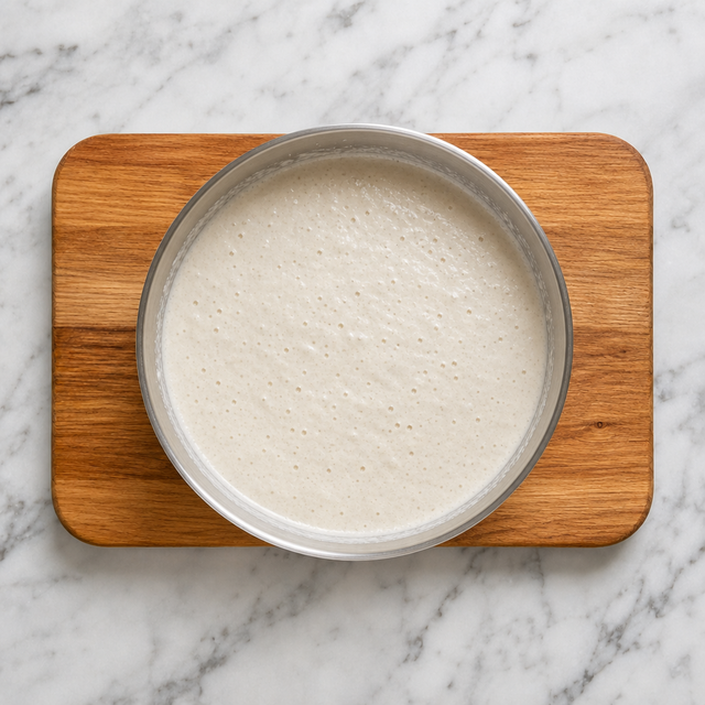 Aerated fermented dosa batter with small bubbles