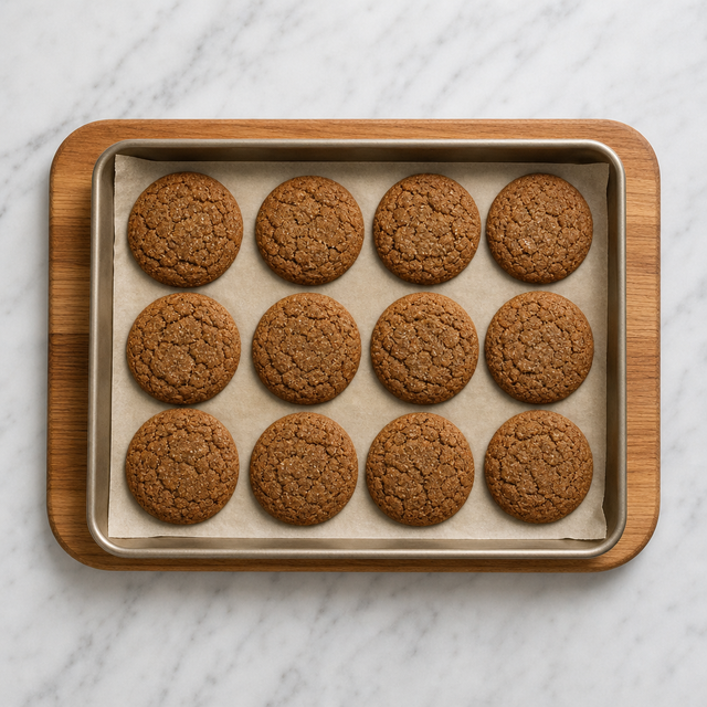 Freshly baked crackled molasses cookies