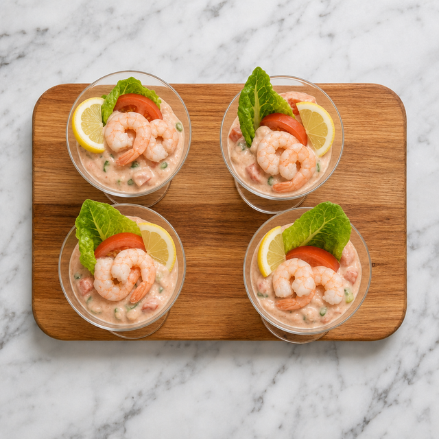 Classic prawn cocktail served in a chilled glass