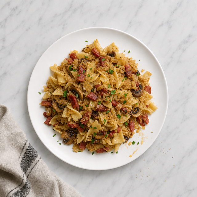 Classic Łazanki with Cabbage, Mushrooms, Kielbasa and Bacon
