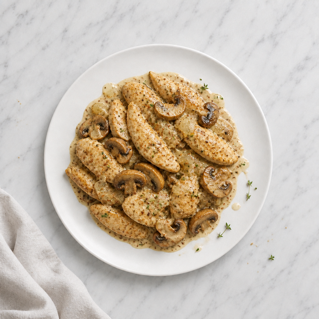 Turkey Strips in Cream Sauce