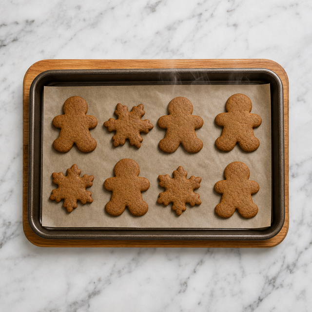 Freshly baked gingerbread cookies with lightly browned edges