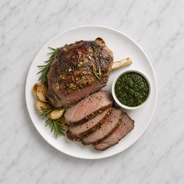 Roast Lamb with Mint Sauce