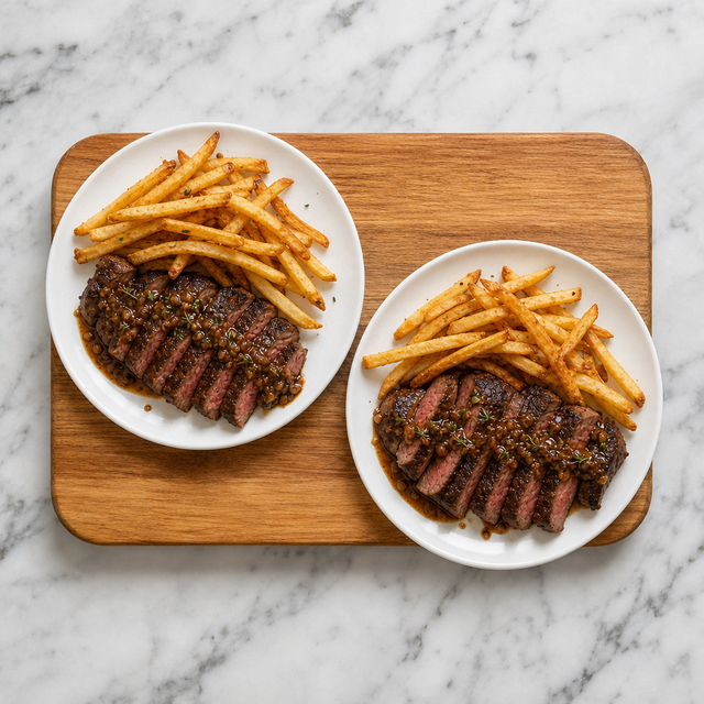 Steak frites with shallot-thyme pan sauce