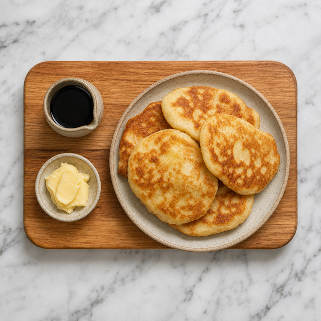 Warm toutons served with molasses and butter