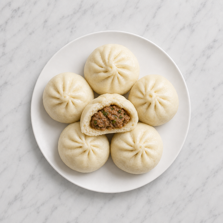 Gedämpfte Baozi mit Schweinefleischfüllung