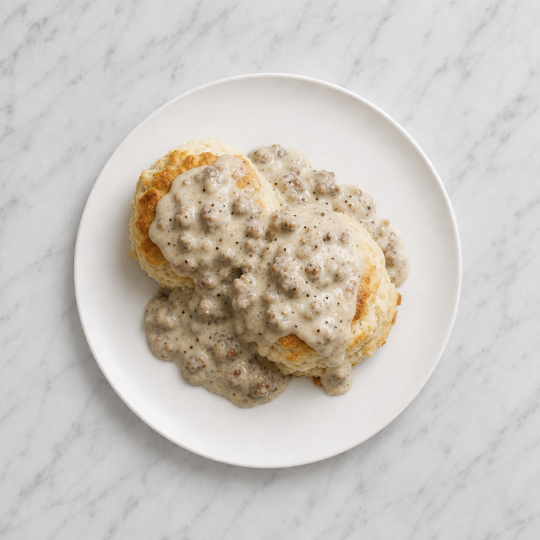 Buttermilch-Biskuits mit Wurstsoße